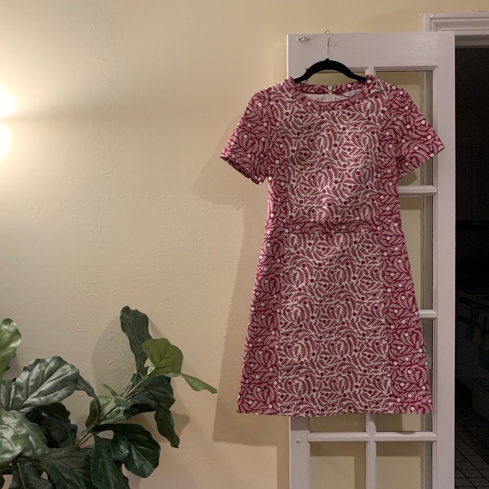 Boden Burgundy and White Dress - Size 6